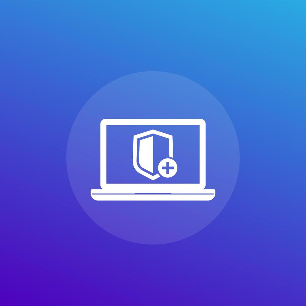 Security icon with add sign and laptop computer vector