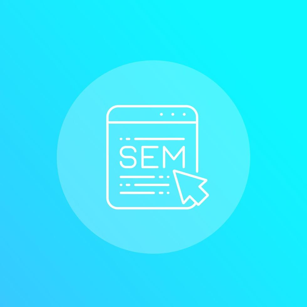SEM, search engine marketing vector line icon