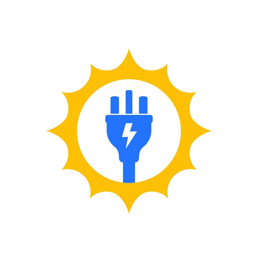 Solar energy icon with electric plug vector