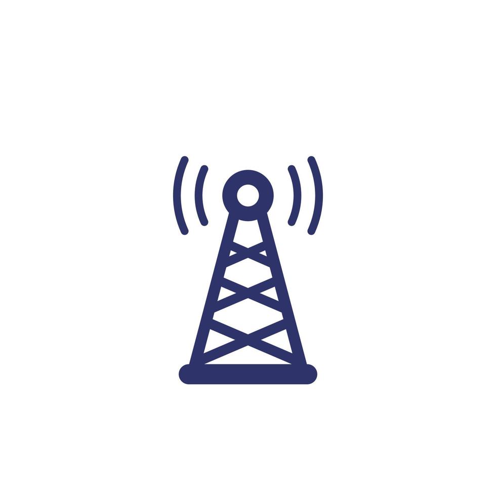 antenna, radio tower icon on white vector