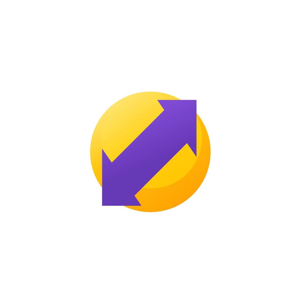 arrows pointed in two directions, vector round logo