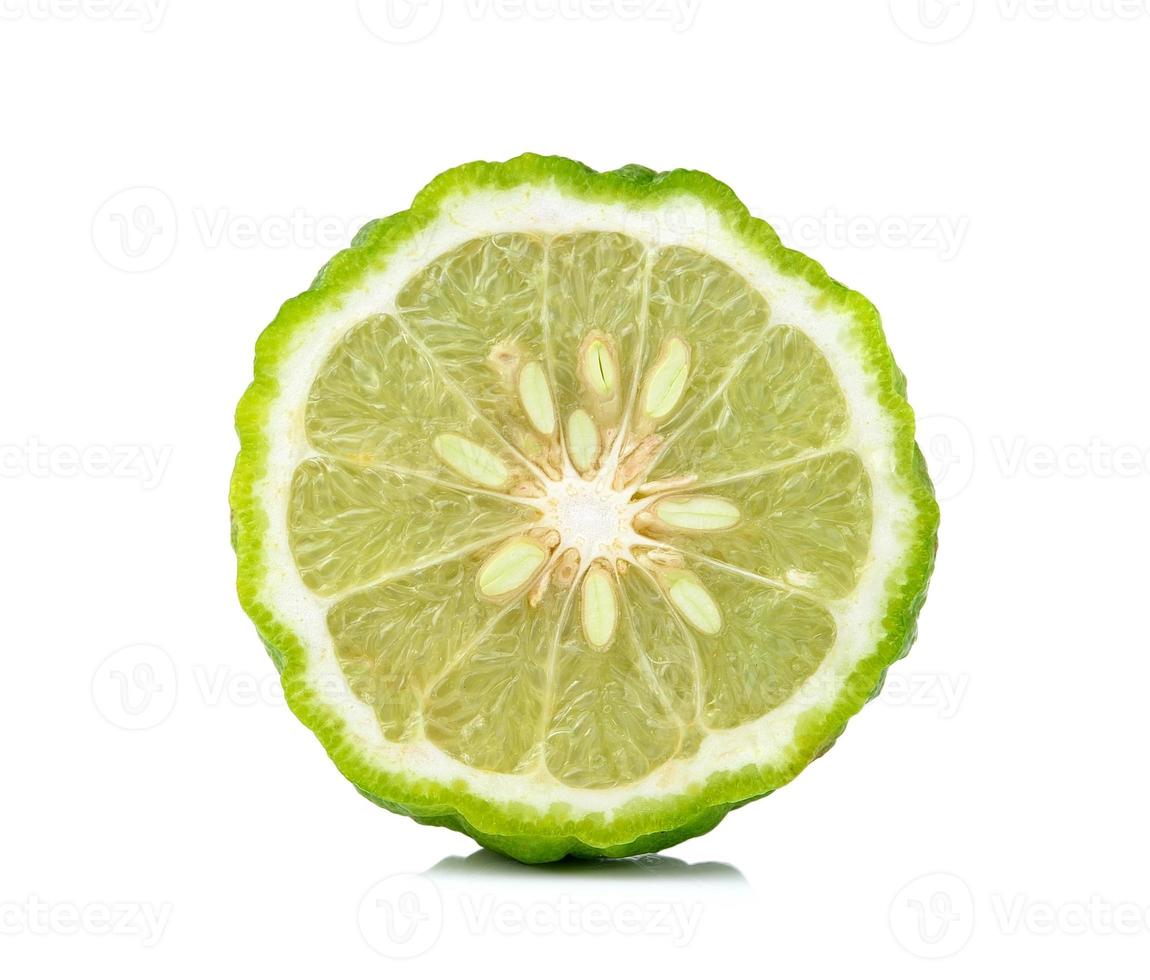 Kaffir lime slice isolated on white background photo