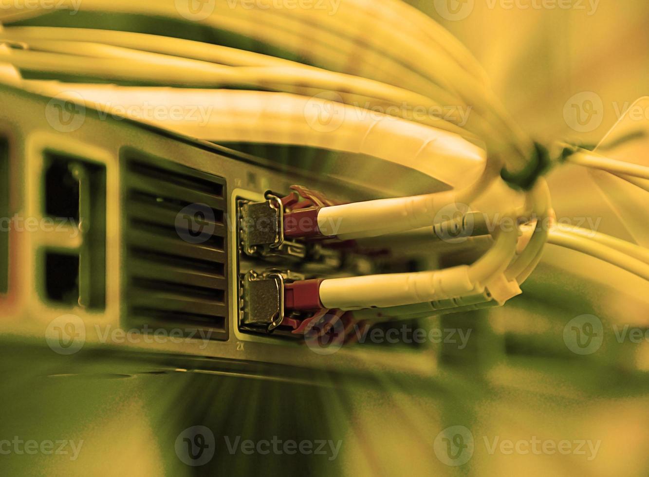 network optical fiber cables and hub photo