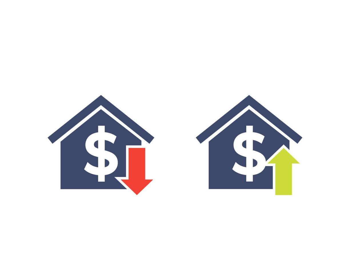 crecimiento y descenso de los precios de la vivienda vector