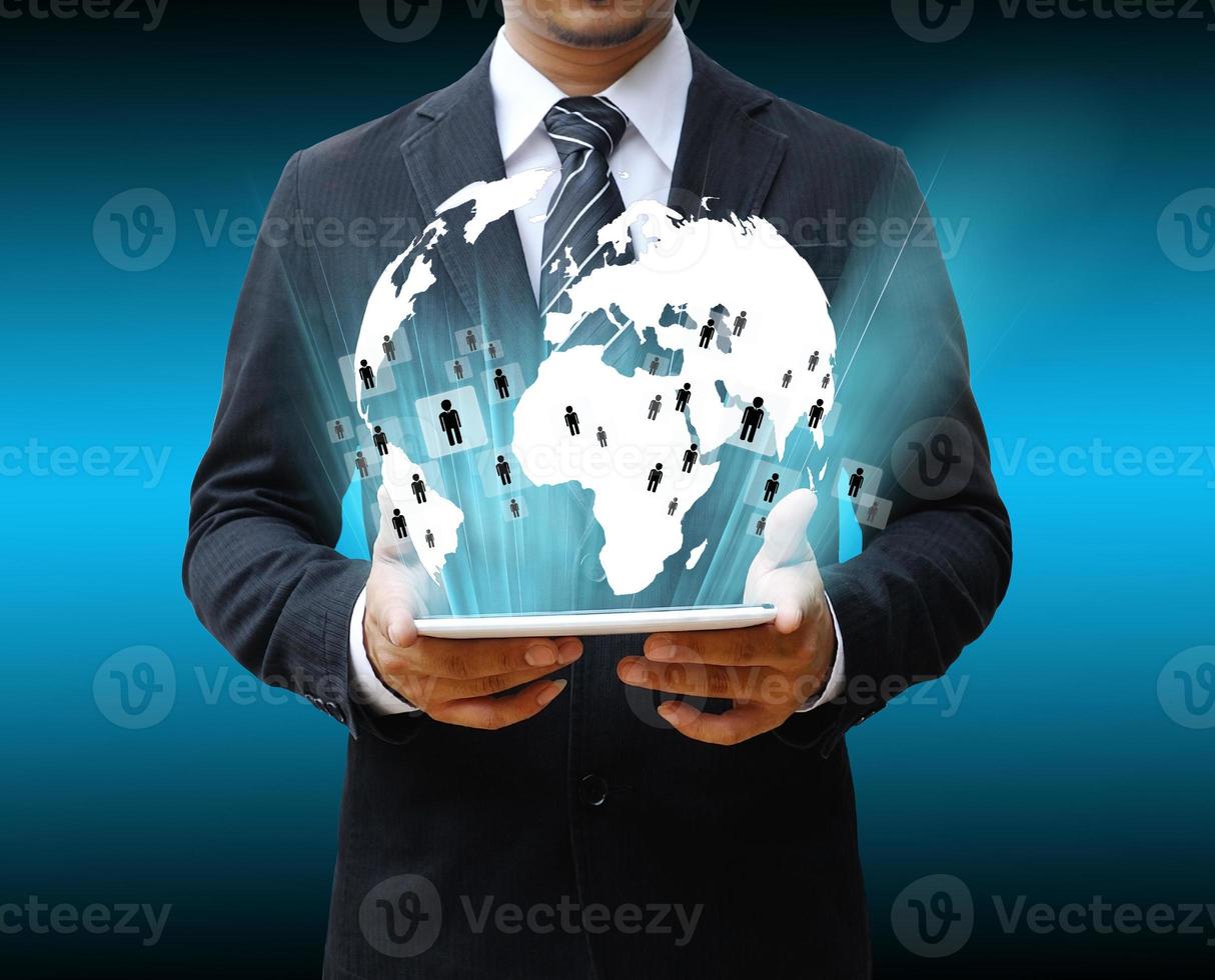 businessman using touch pad photo