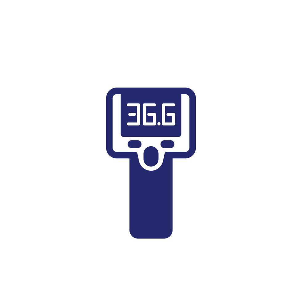 infrared thermometer gun, temperature check icon vector