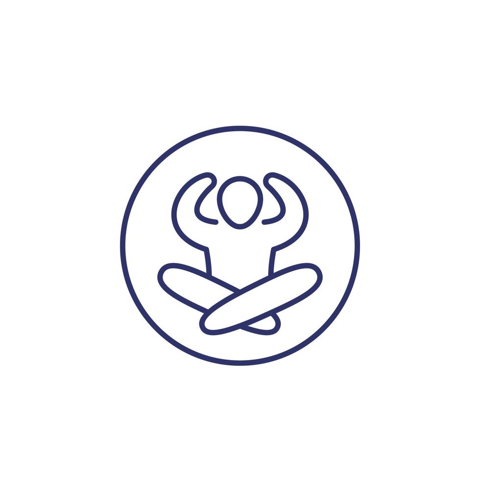 meditation icon on white, line vector