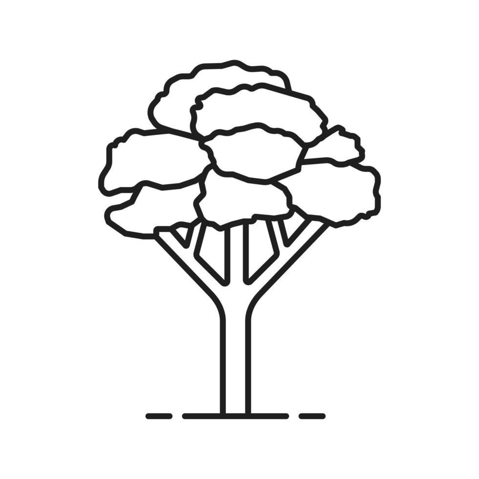 Maple tree linear icon. Forestry thin line illustration. Forest tree contour symbol. Vector isolated outline drawing