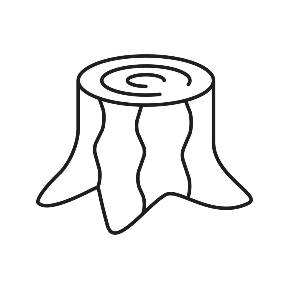 Stump linear icon. Deforestation thin line illustration. Logging. Felled tree. Contour symbol. Vector isolated outline drawing