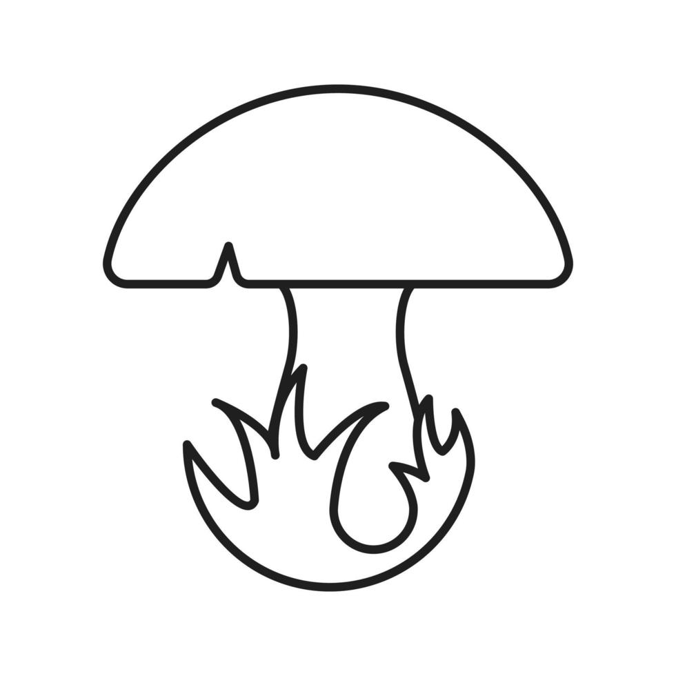 Mushroom in grass linear icon. Thin line illustration. Contour symbol. Vector isolated outline drawing