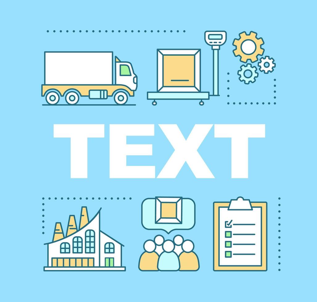 Production process word concepts banner. Manufacturing. Your text here. Product lifecycle. Distribution and logistics. Consumerism. Isolated lettering typography idea. Vector outline illustration