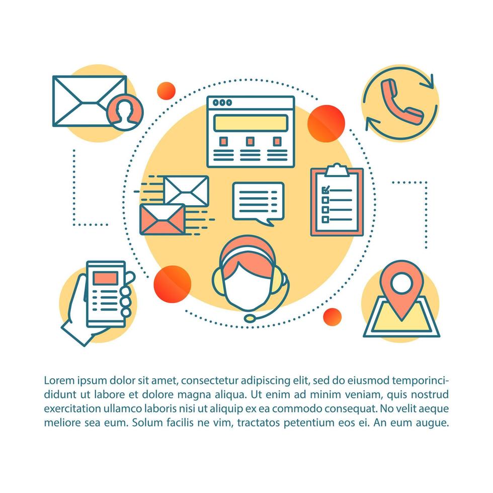 Information center concept linear illustration. Customer support. Hotline. Helpline. Infocenter. Call center. Article, brochure, magazine page. Print design. Vector isolated outline drawing