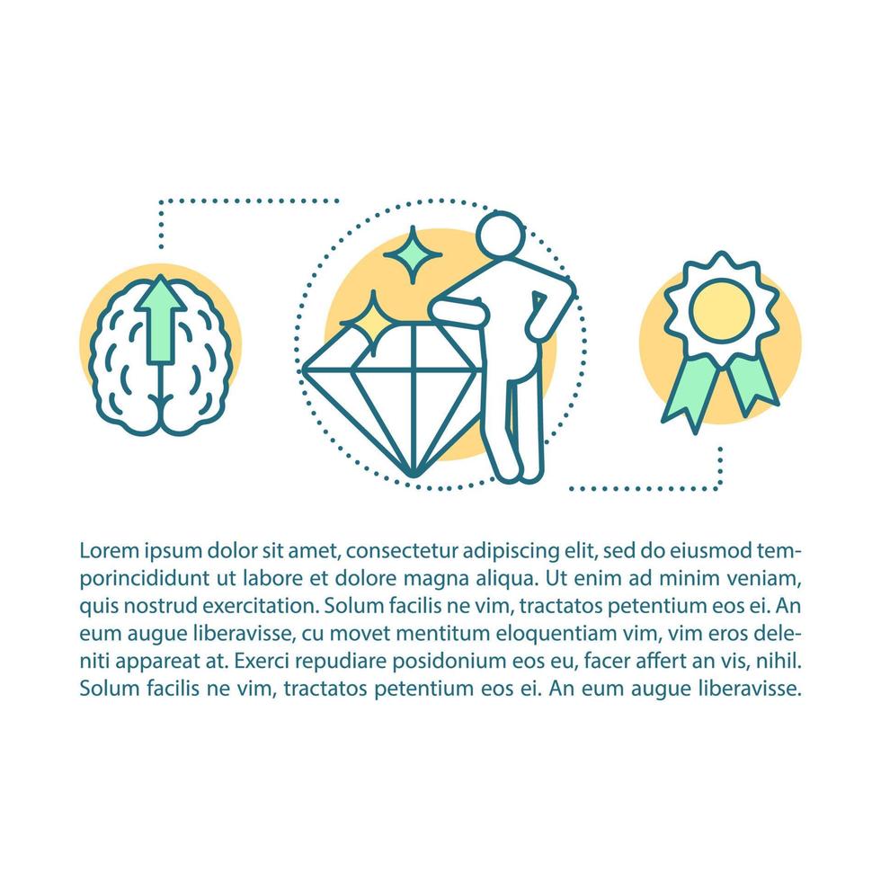 Personal and professional success concept linear illustration. Self development. Achievement. Article, brochure, magazine page. Goal achieving with text boxes. Print design. Vector outline drawing