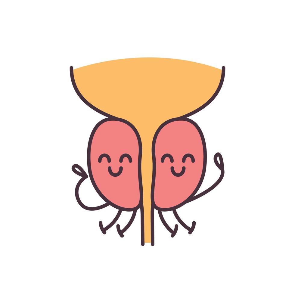 Smiling prostate gland character color icon. Men s health. Male reproductive system health. Isolated vector illustration