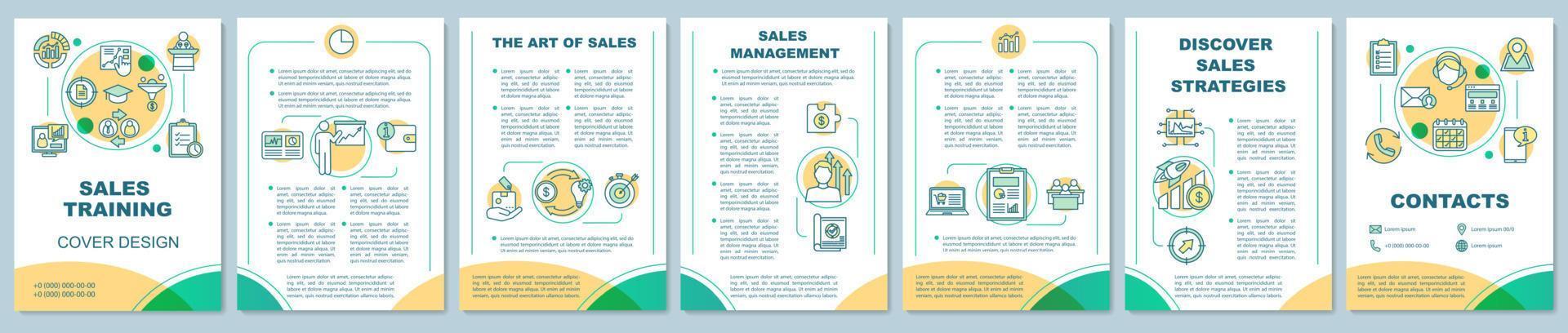 Sales skills courses brochure template. Promotion and marketing campaign. Flyer, booklet, leaflet print design. Business tools. Vector page layouts for magazines, annual reports, advertising posters