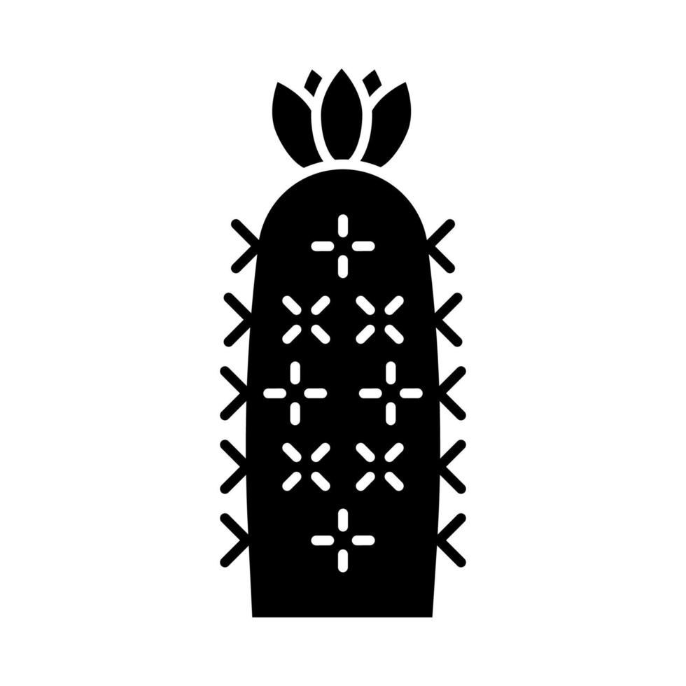 icono de glifo de cactus erizo. echinopsis. cactus de erizo de mar. planta nativa del desierto de américa del sur. símbolo de silueta. espacio negativo. vector ilustración aislada