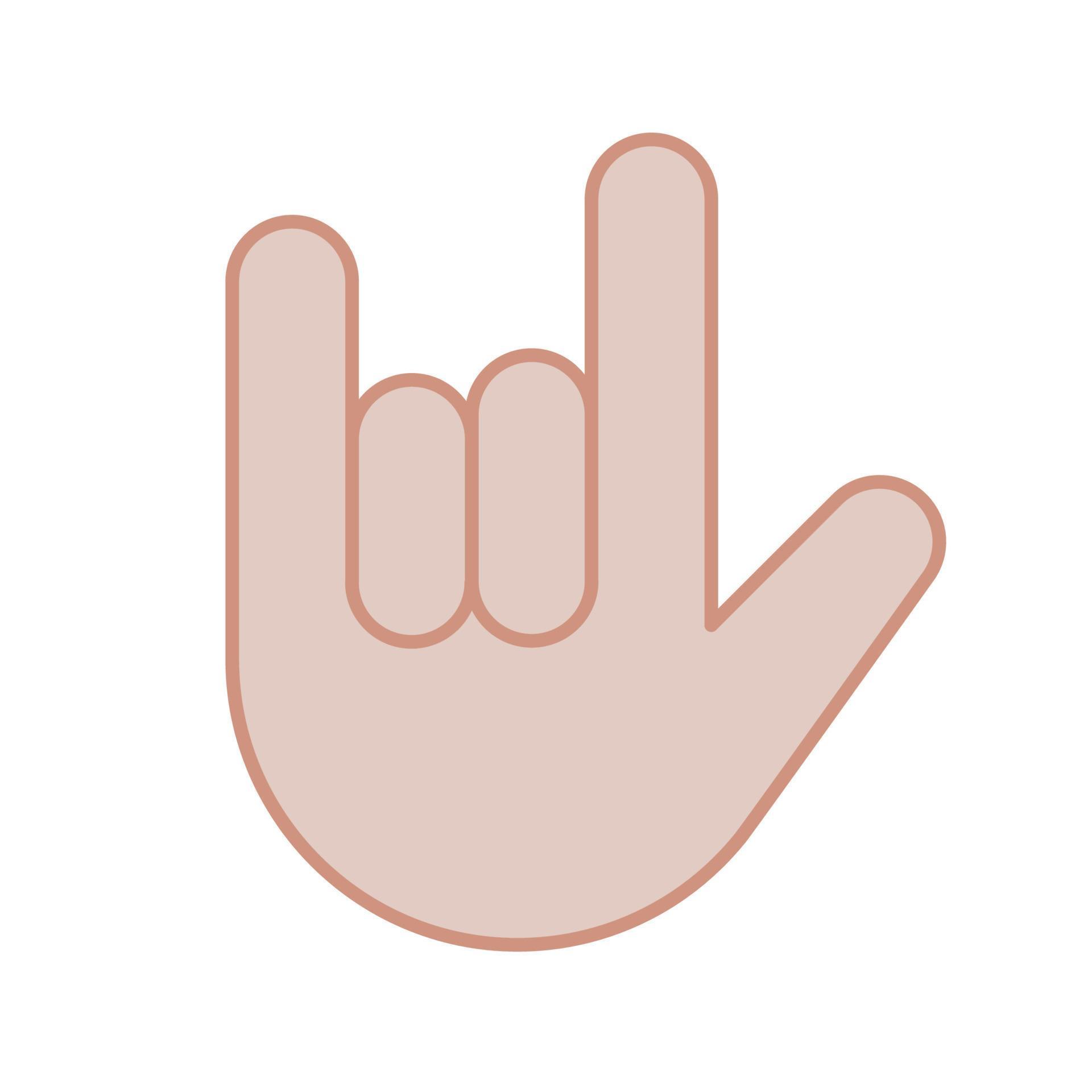 Love you hand gesture color icon. Rock on. Horns emoji. Devil fingers