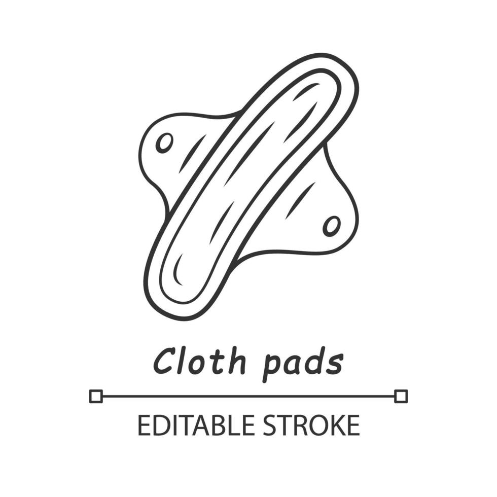 Cloth pads linear icon. Eco menstrual pad. Period sanitary napkin. Feminine hygiene. Reusable sanitary towel. Thin line illustration. Contour symbol. Vector isolated outline drawing. Editable stroke