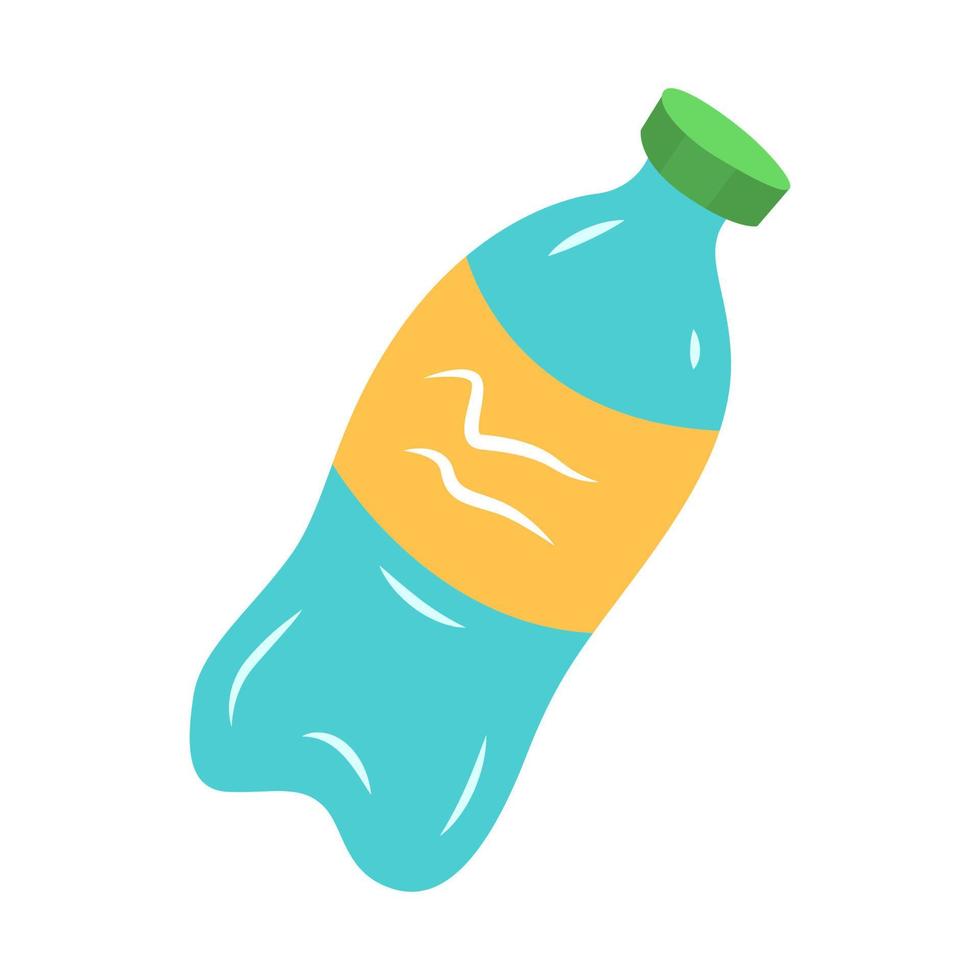 Plastic bottle flat design long shadow color icon. Environmentally friendly, recycle, disposable material. Reusable empty plastic bottle. Ecology saving packaging. Vector silhouette illustration