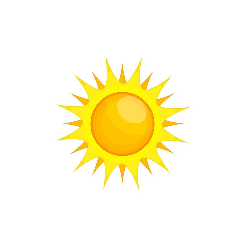 sol aislado de dibujos animados. Ilustración de sol amarillo, icono, logotipo, elemento de diseño. ilustración vectorial plana. vector