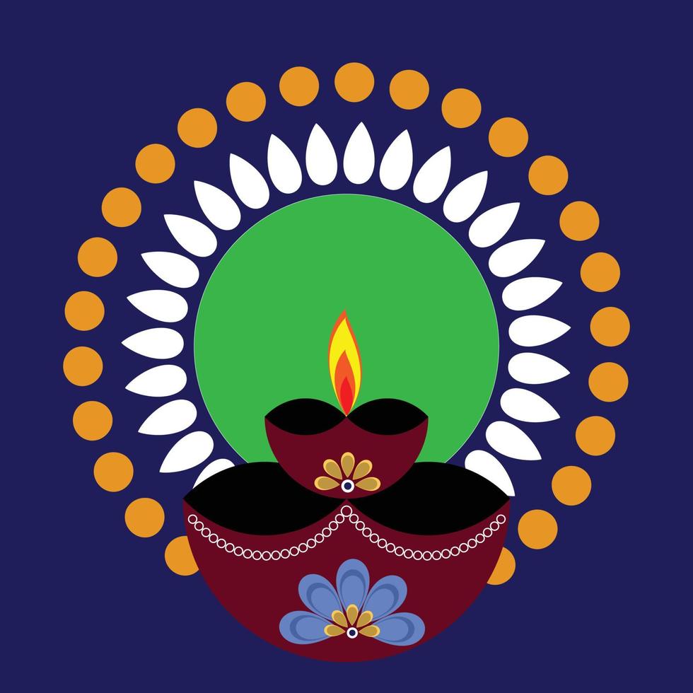 Simple Beautiful Diwali Rangoli Design vector