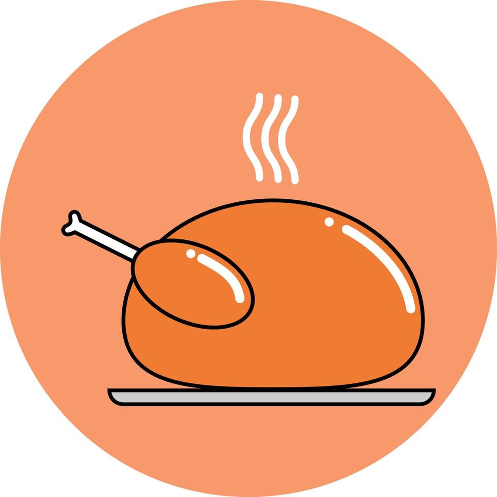 icono de pollo asado para la cena vector