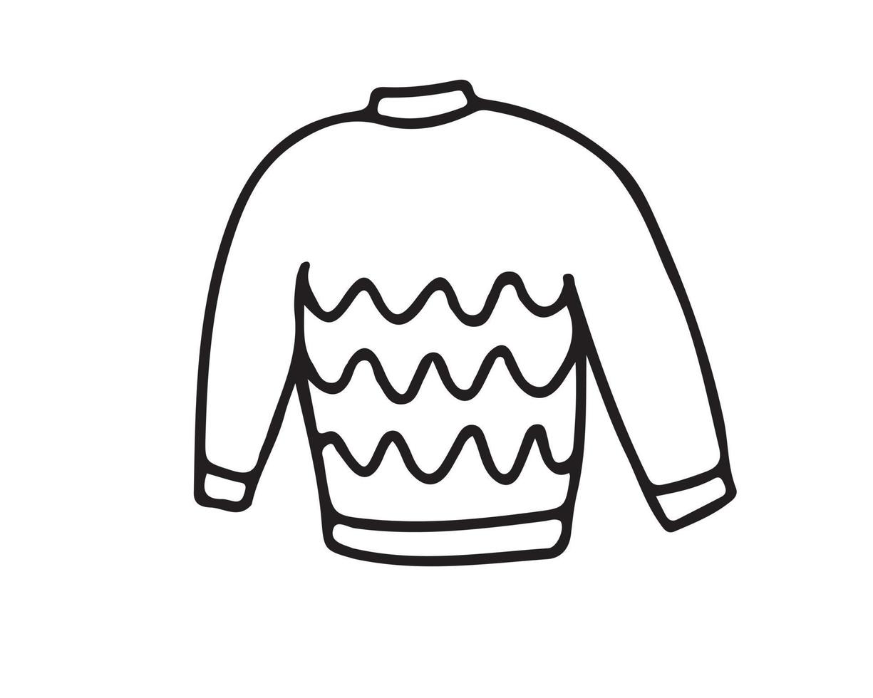 A sweater drawn with a black outline vector