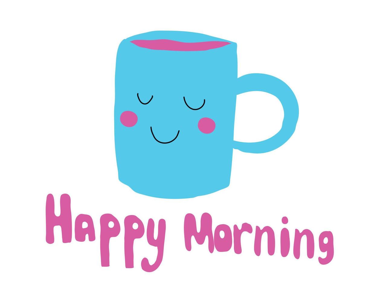 A mug with a drink and a painted face vector