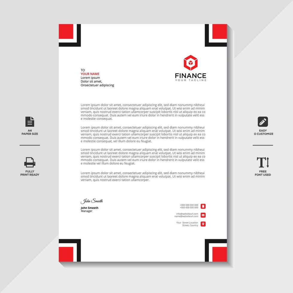 Corporate Letterhead Template Abstract Design Free vector