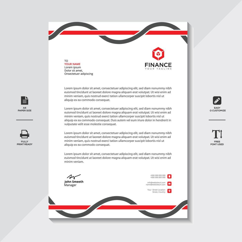 plantilla de membrete corporativo diseño abstracto gratis vector