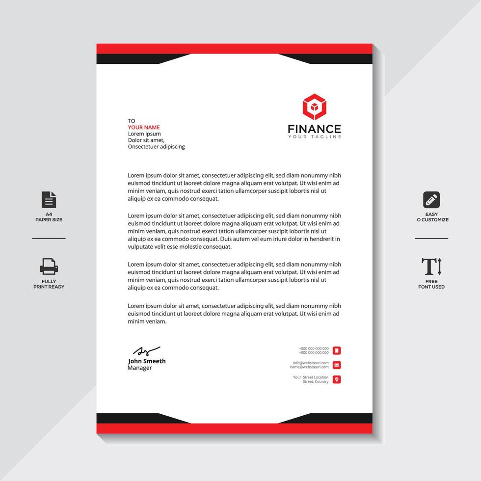 Corporate Letterhead Template Abstract Design Free vector