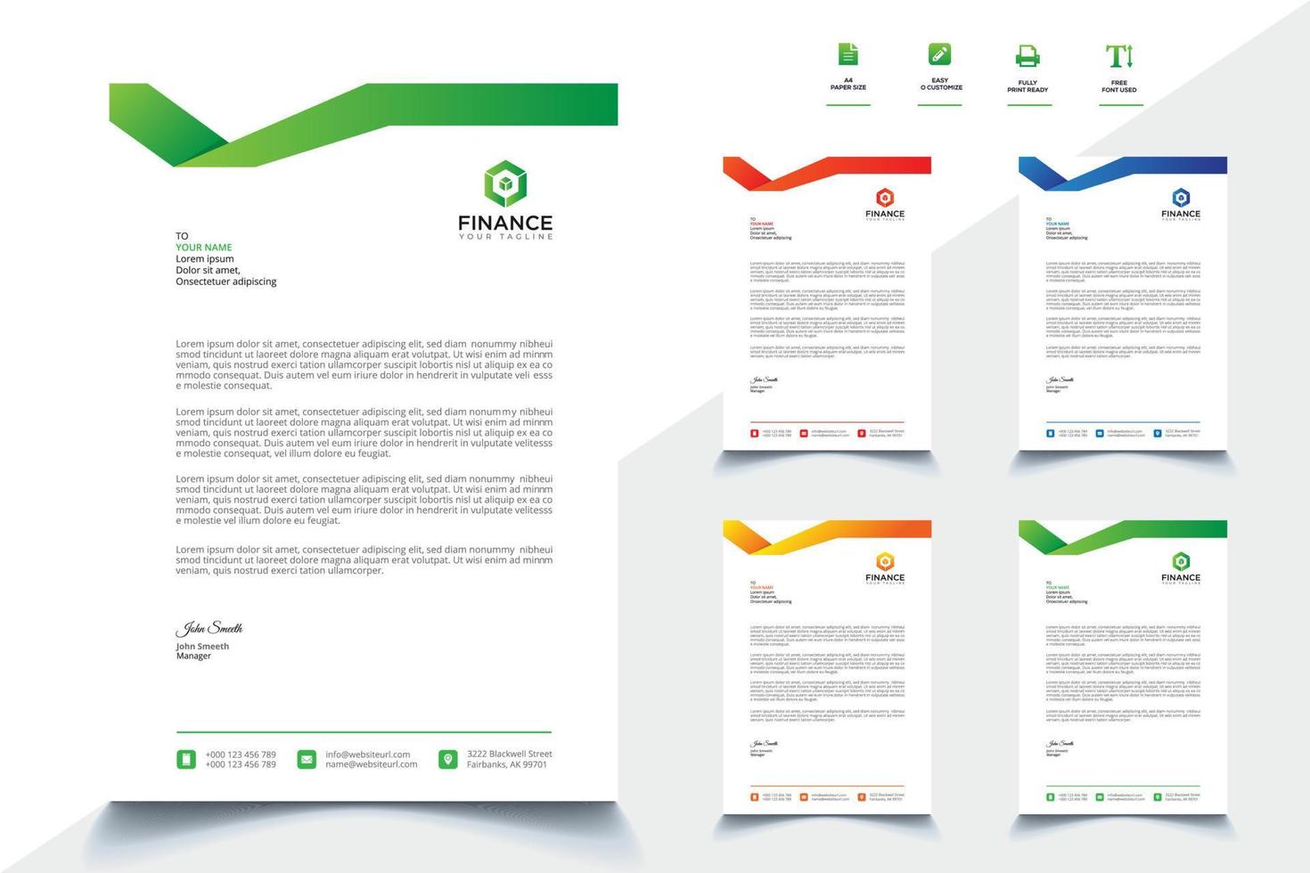 Corporate Letterhead Template Abstract Design Free vector