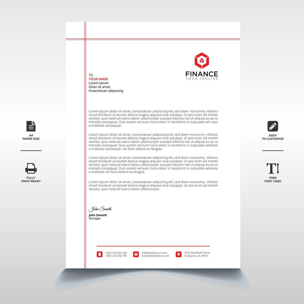 Corporate Letterhead Template Abstract Design Free vector