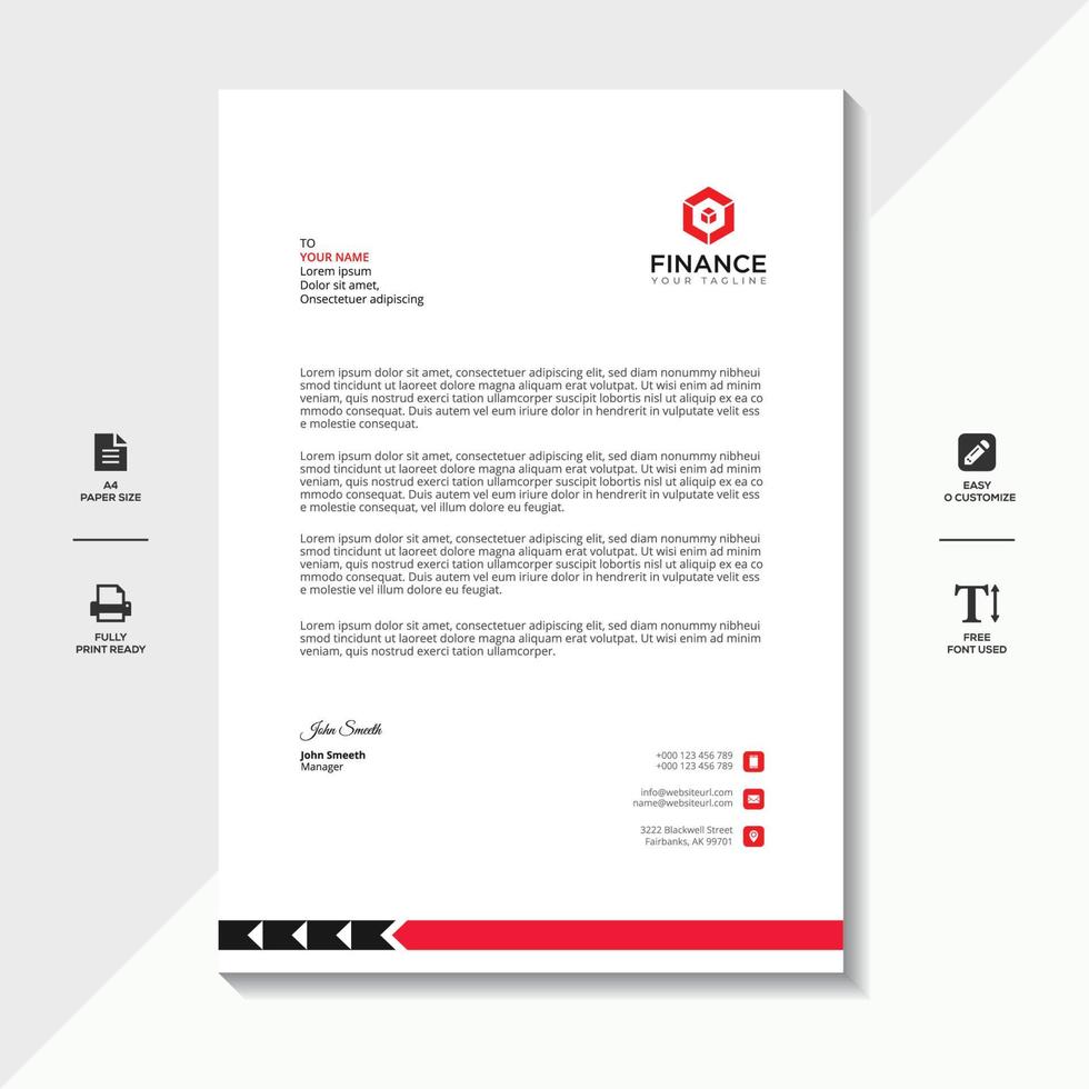 Corporate Letterhead Template Abstract Design Free vector