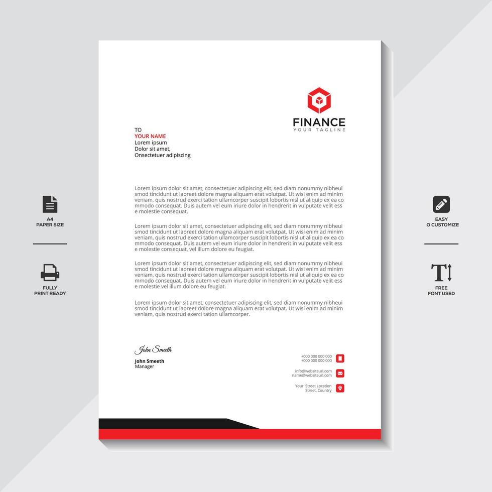 Corporate Letterhead Template Abstract Design Free vector