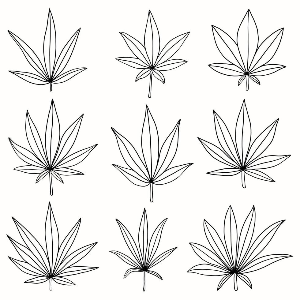 simplicity cannabis leaf freehand drawing flat design. vector