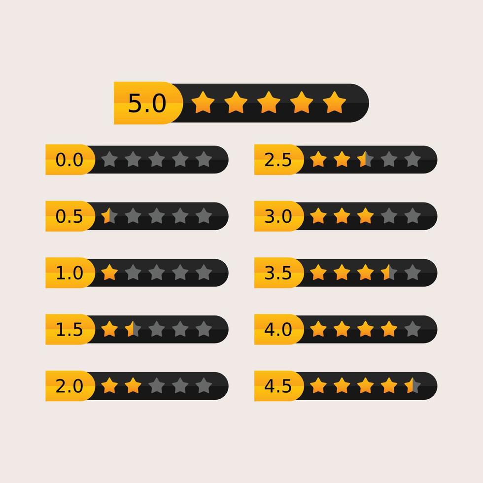 star icon black set, rating icon black set icon vector