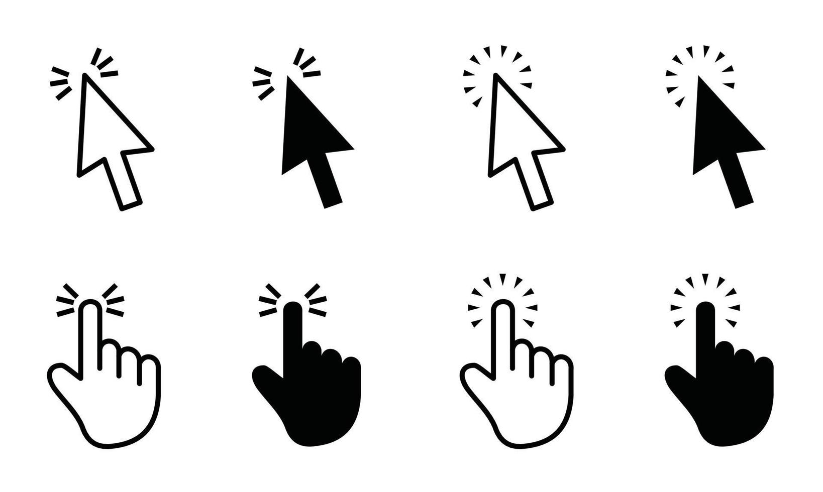 Computer mouse click cursor gray arrow icons set and loading icons vector