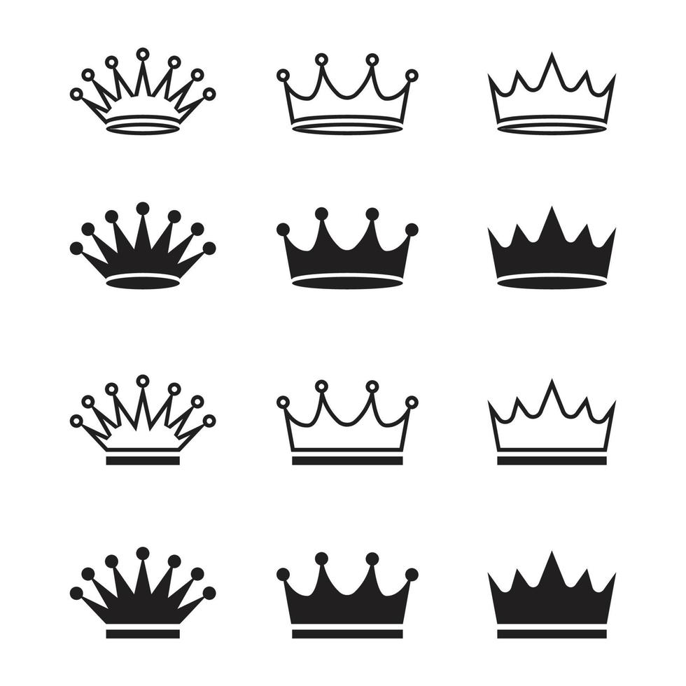 Crown icons set. Crown symbol collection. Vector illustration 