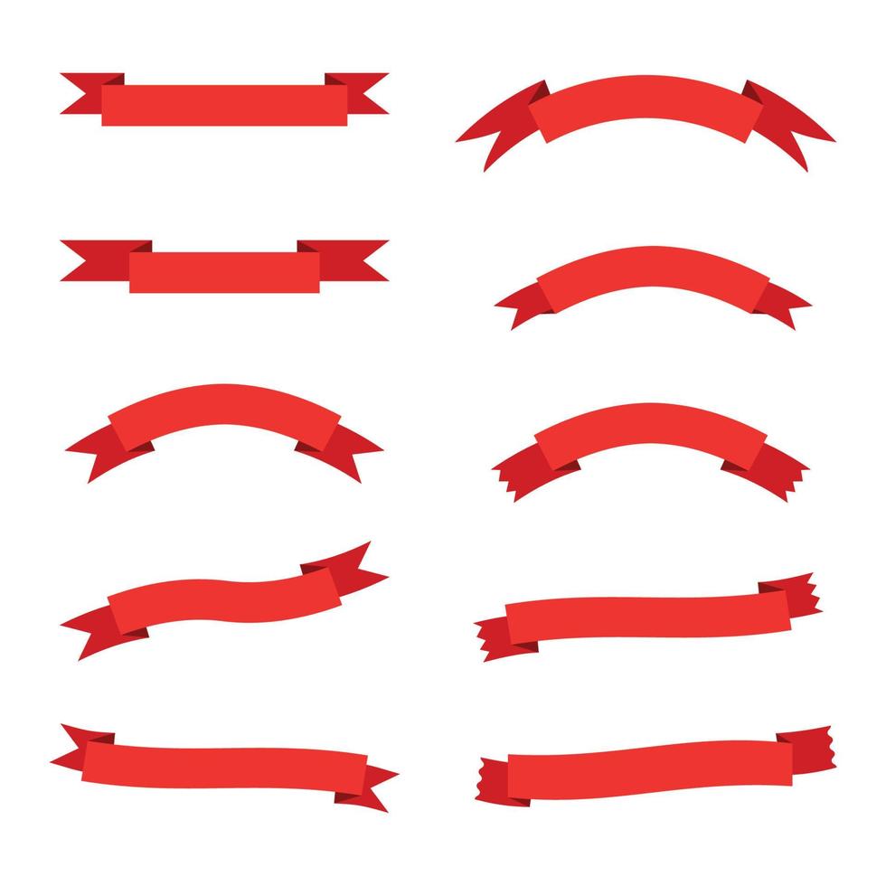 Ribbon banner set. Ribbons collection. Red ribbons. Vector ribbon