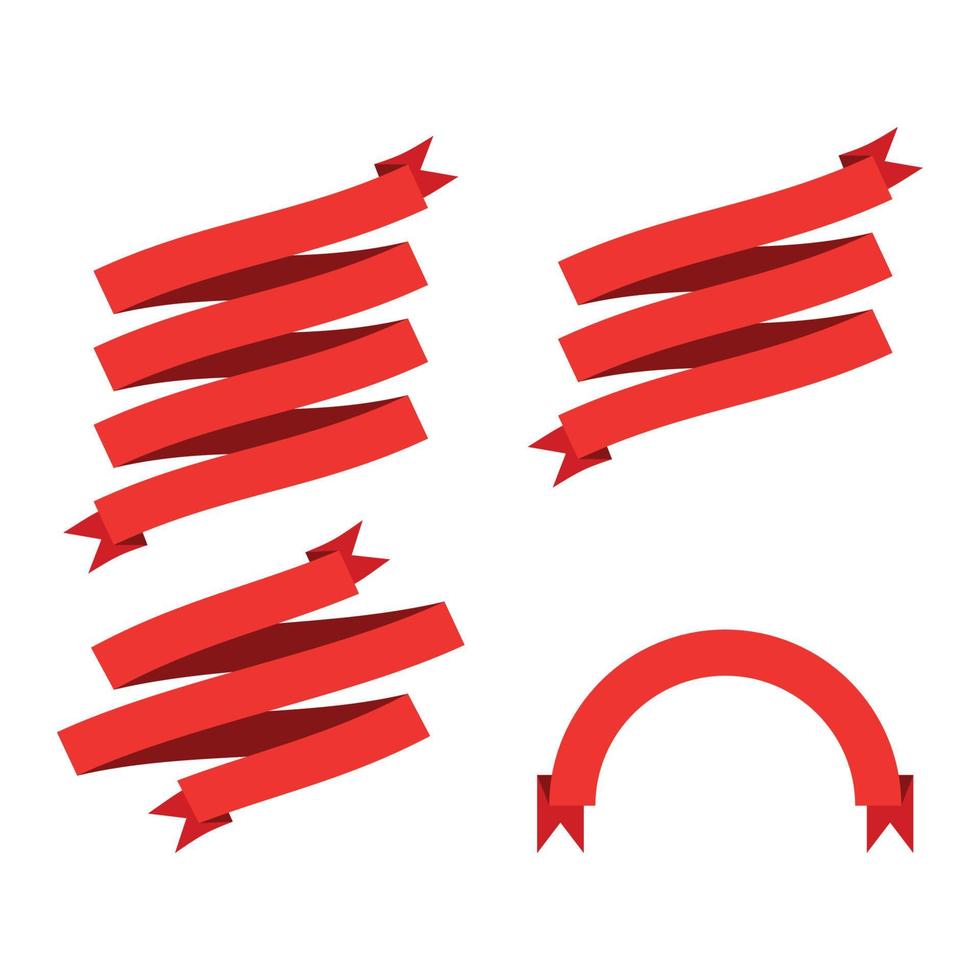 Ribbon banner set. Ribbons collection. Red ribbons. Vector ribbon