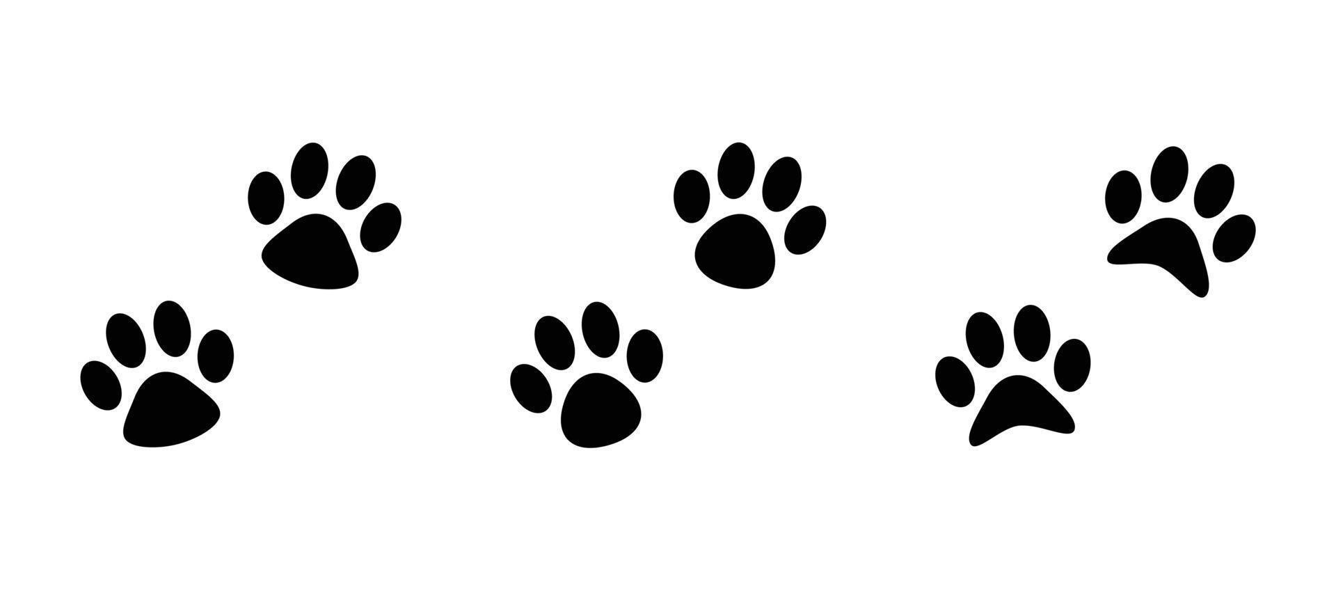 Colección de huellas de pata de perro y gato, conjunto de iconos de pata icono negro vector