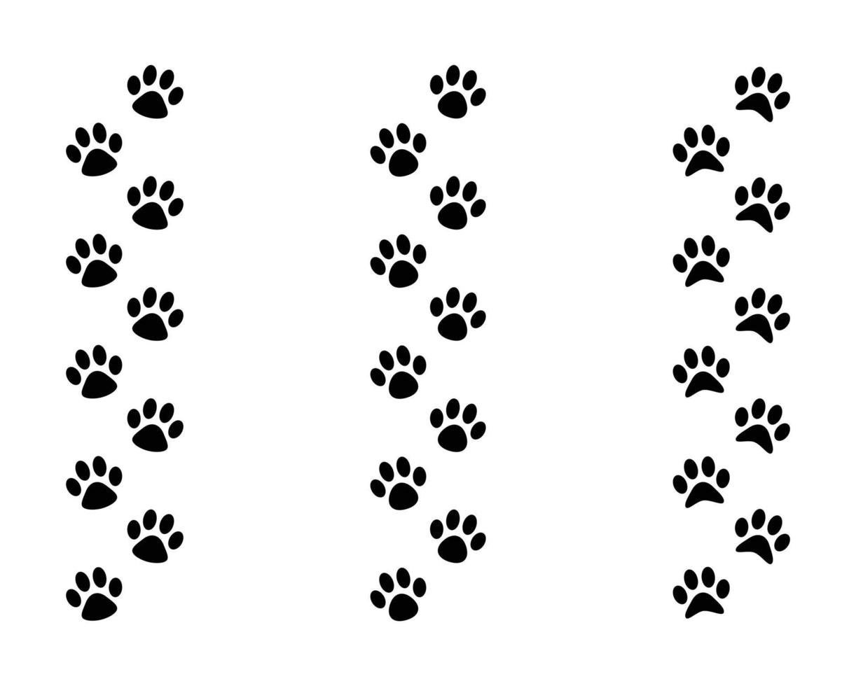 Dog and cat paw prints collection, paw icon set black icon vector