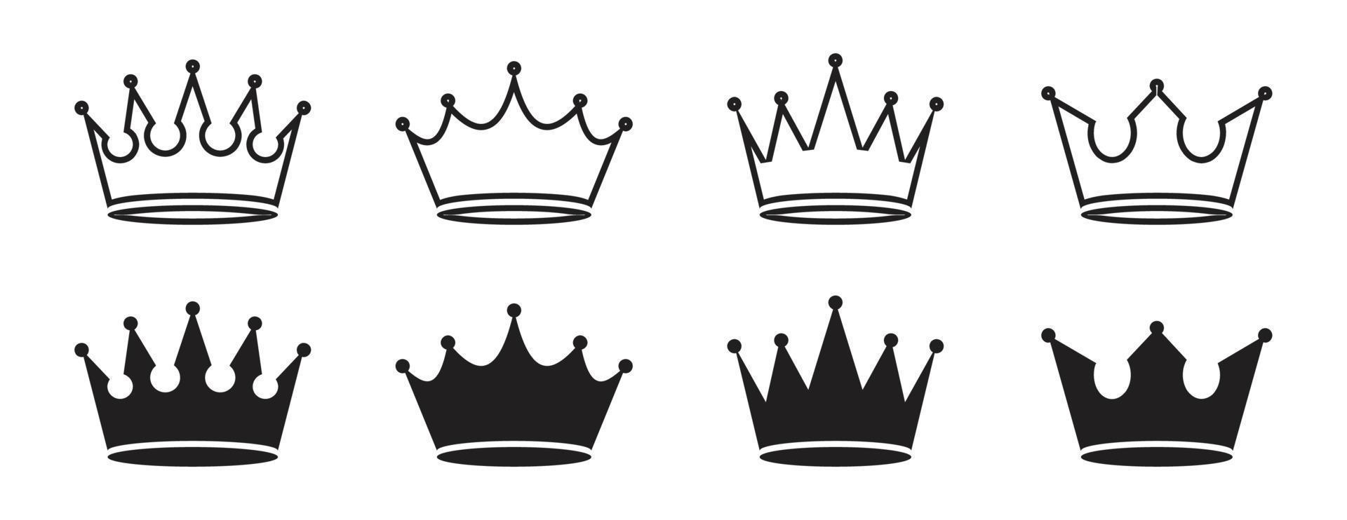 Crown icons set. Crown symbol collection. Vector illustration