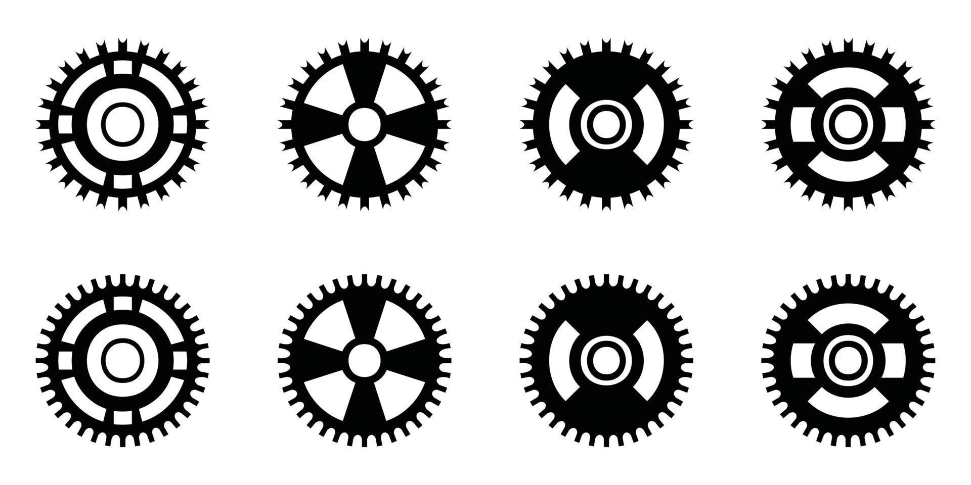 Gear icon set, gear vector set, gear clipart all black sets