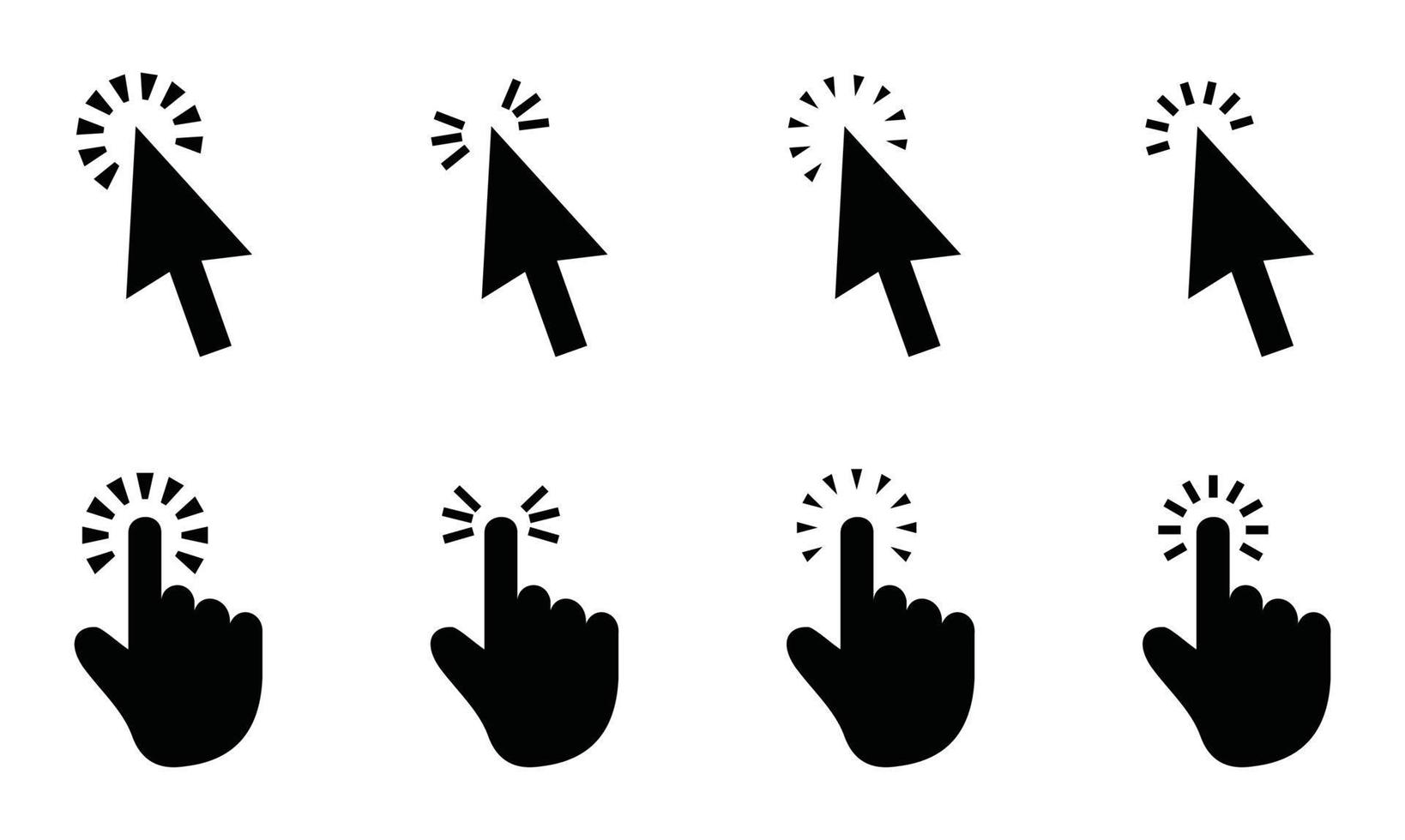 Computer mouse click cursor gray arrow icons set and loading icons vector