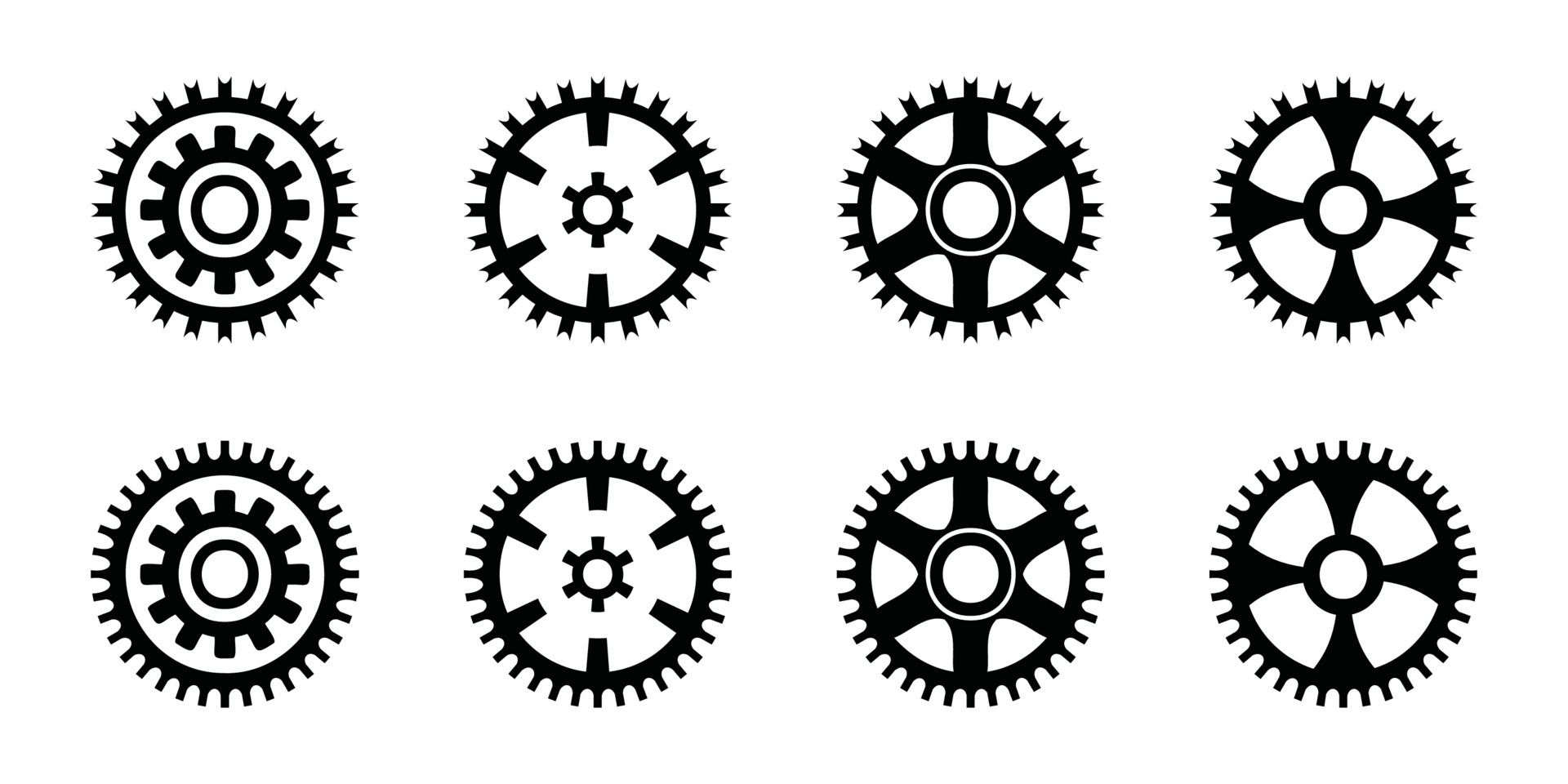 Gear icon set, gear vector set, gear clipart all black sets 4186019
