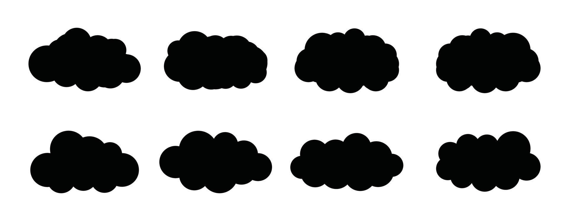 conjunto de iconos de nube, conjunto de vectores de nube, conjunto de imágenes prediseñadas de nube conjunto de iconos negros