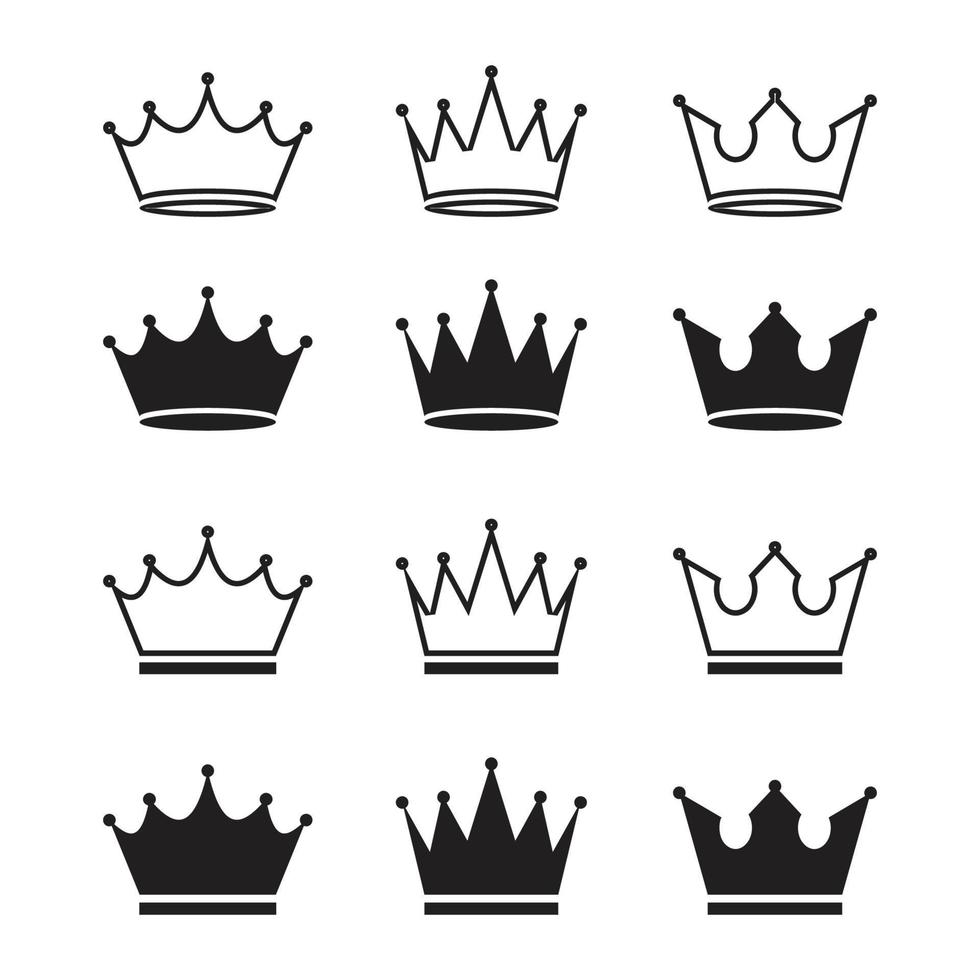 Crown icons set. Crown symbol collection. Vector illustration