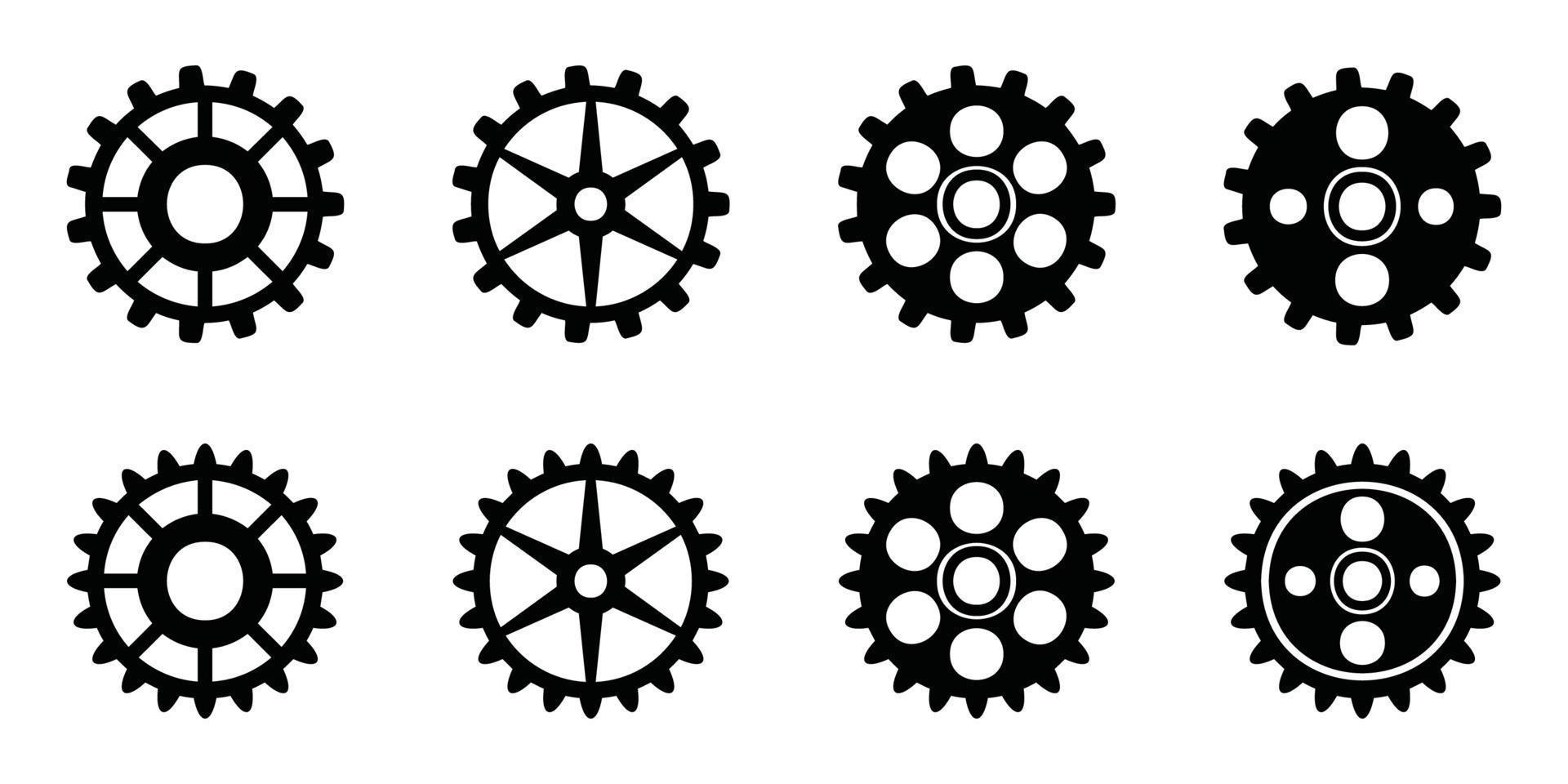 Gear icon set, gear vector set, gear clipart all black sets